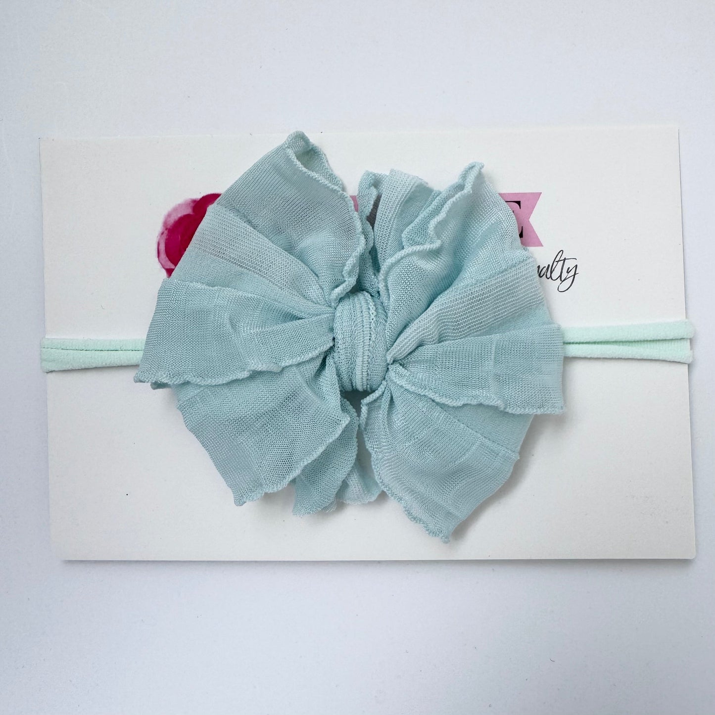 Seafoam | Skinny Mini Nylon Ruffled Baby Headband