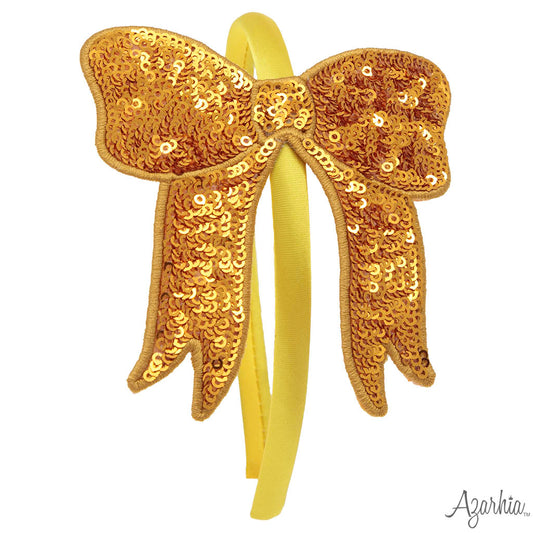 Gold Sequin Bow Headband – Holiday Hair Accessory for Girls