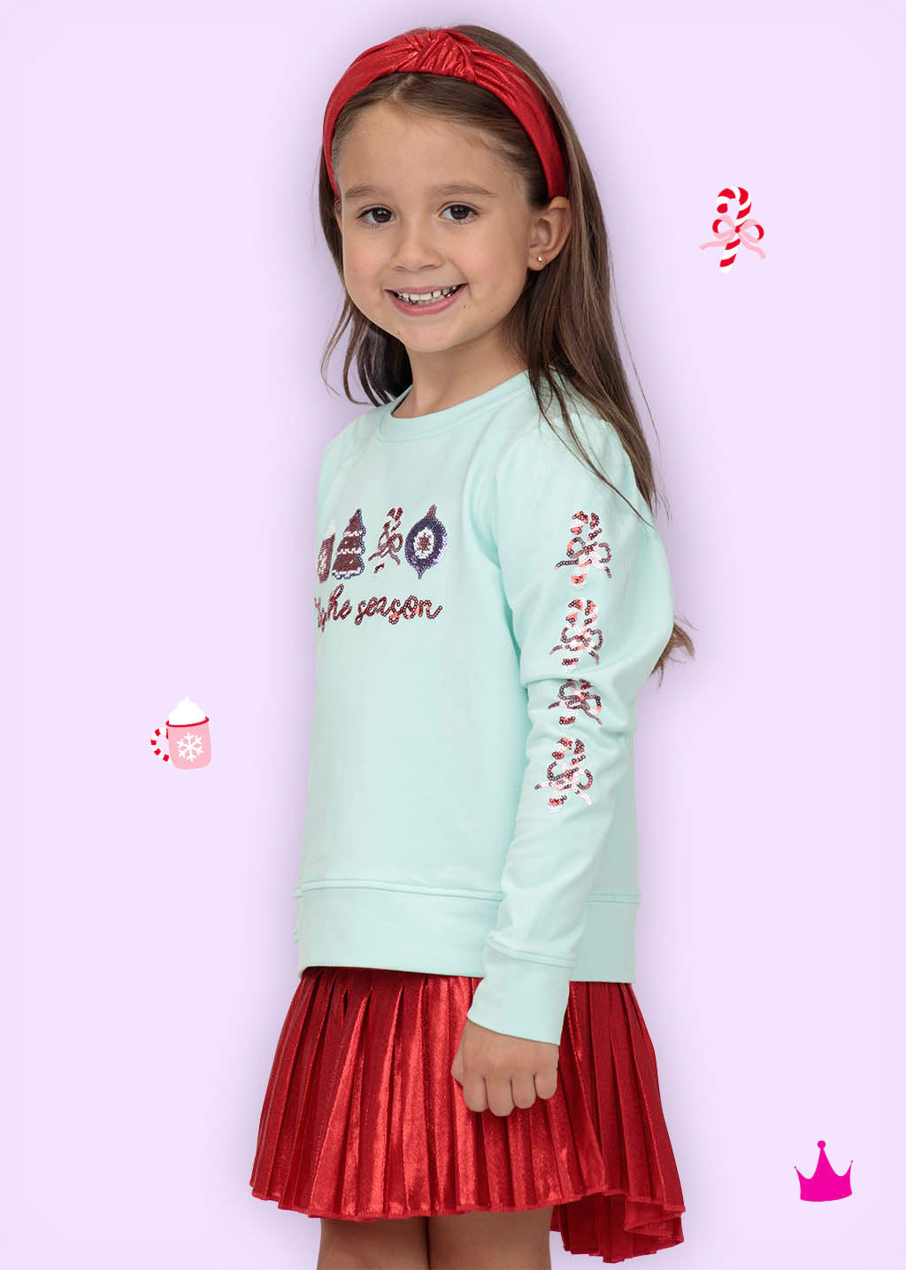 Azarhia Girls Shimmer Mini Pleated Skort – Red