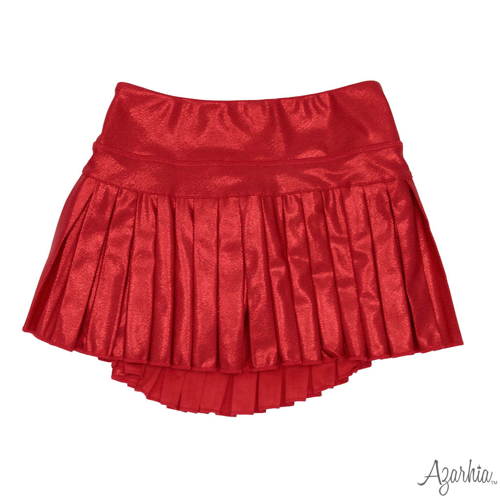 Azarhia Girls Shimmer Mini Pleated Skort – Red