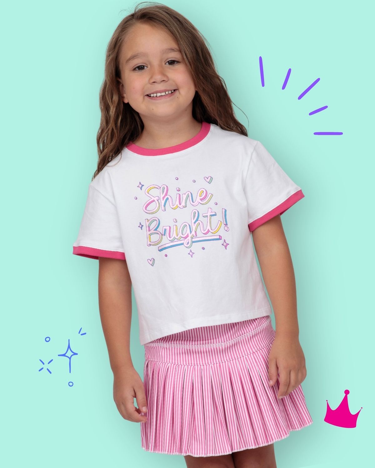 Azarhia Girls Hot Pink Stripe Mini Pleated Skort | Boutique Tennis Skirt