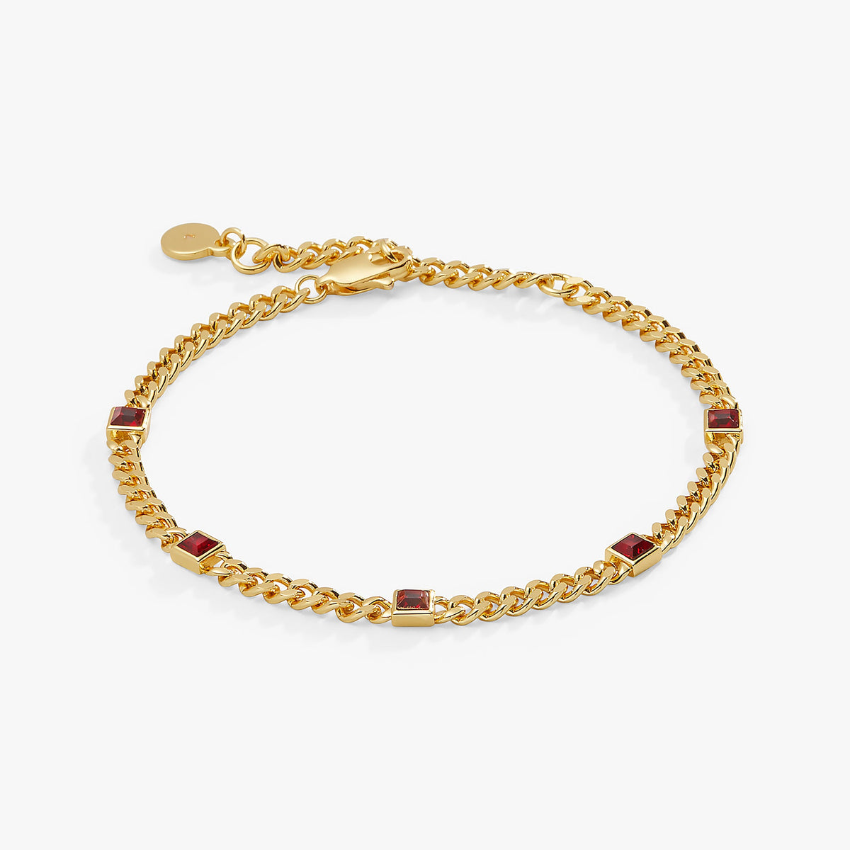 January Birthstone Scarlet Curb Chain Bracelet