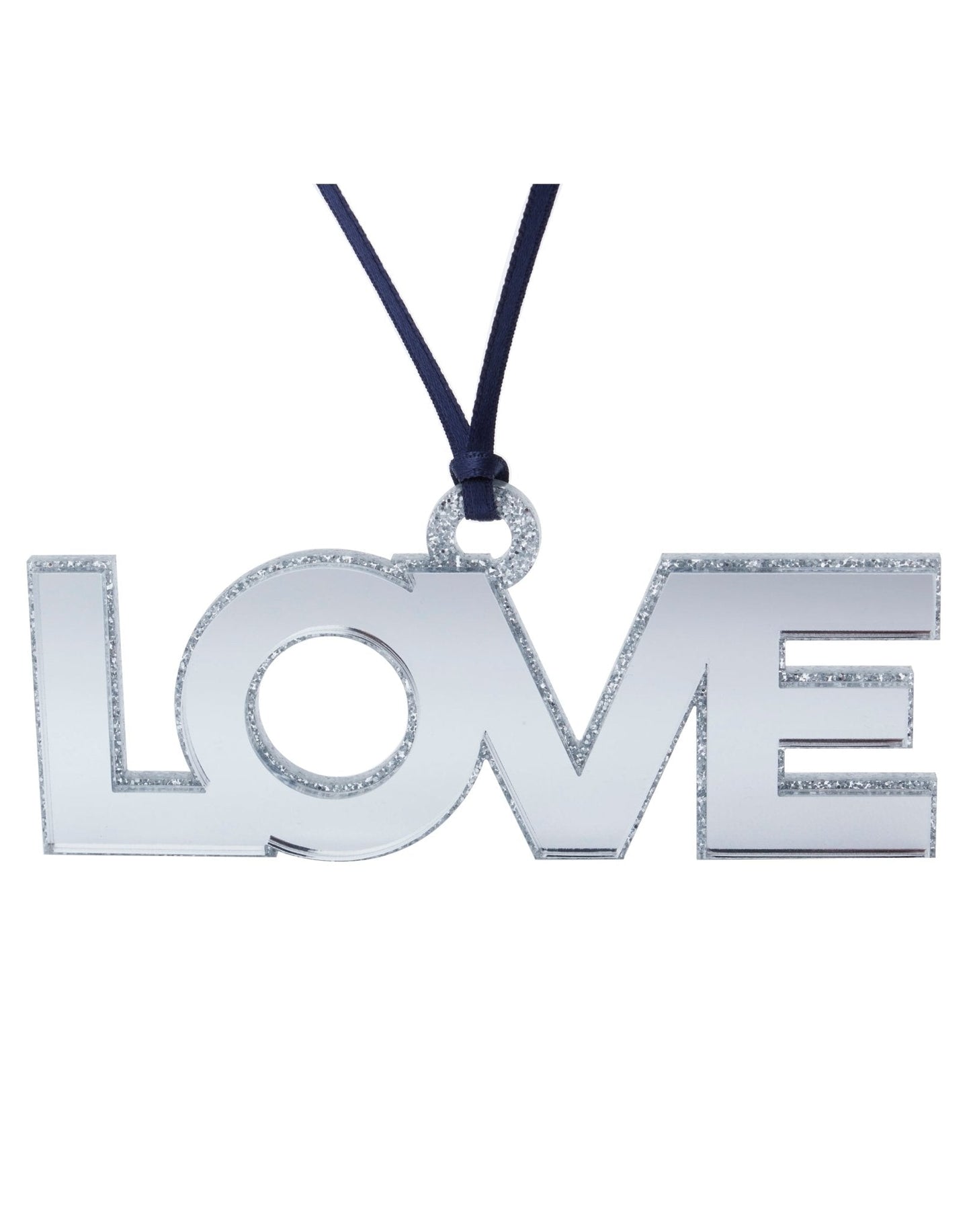 Silver Mirrored Love Acrylic Ornament