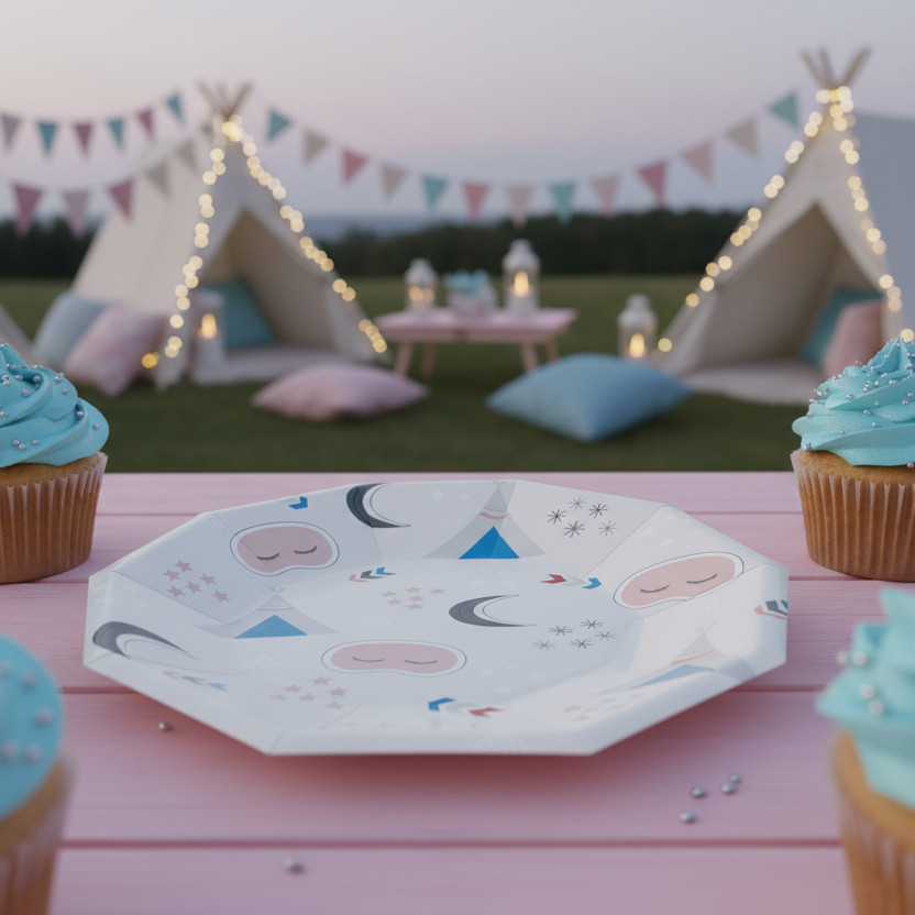 Glamping Sleepover Small Plates 7" (Set of 8) – Slumber Party Supplies