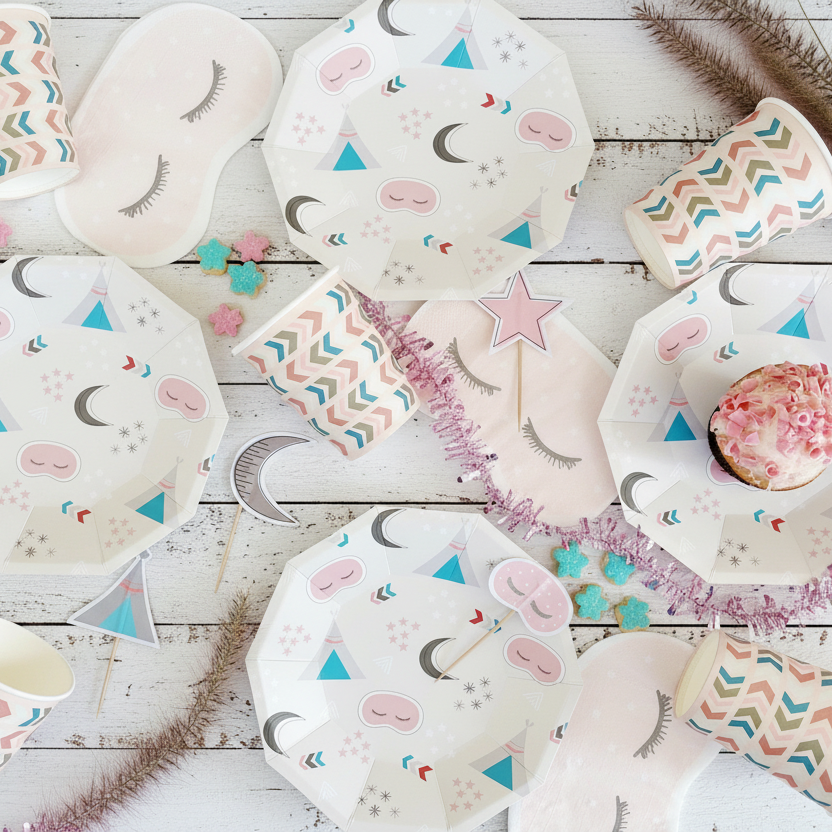 Glamping Sleepover Small Plates 7" (Set of 8) – Slumber Party Supplies