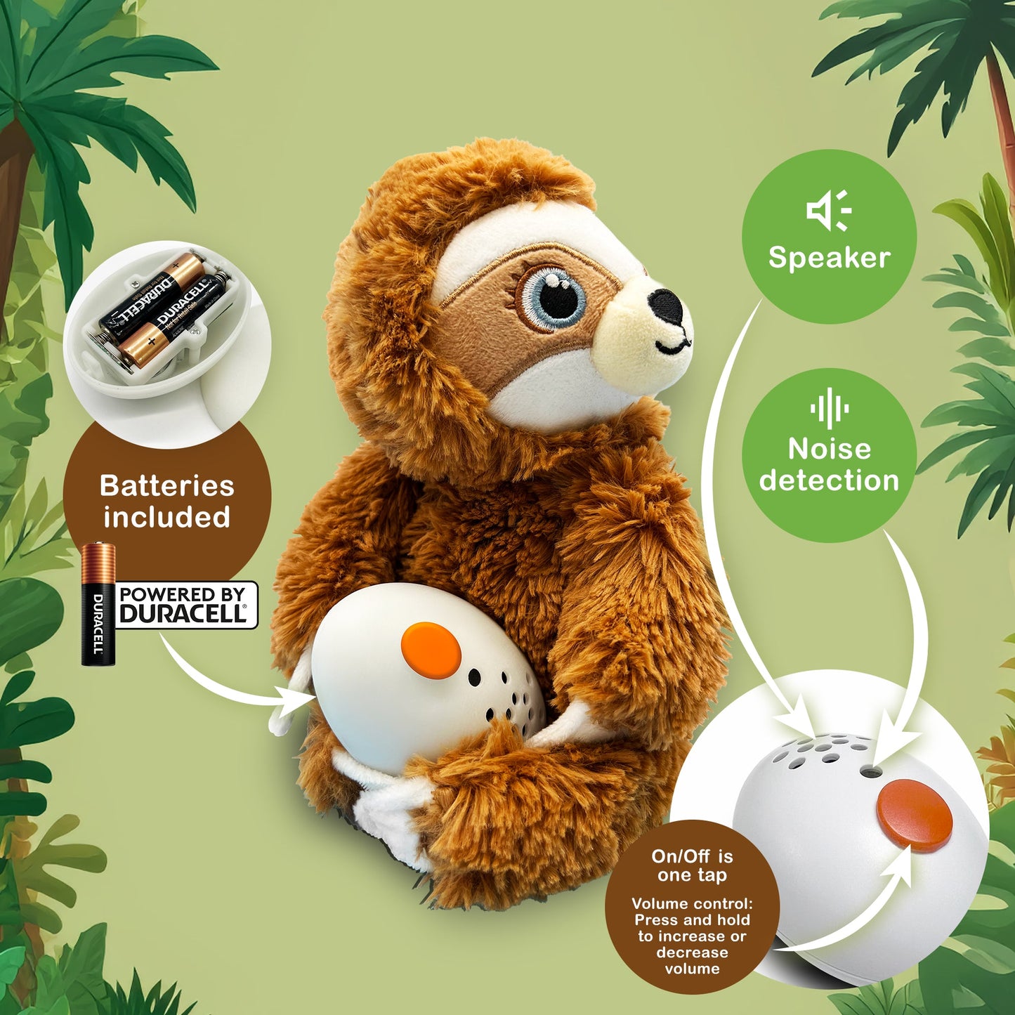 Shusher Sloth + 6-Pack Shushie™ Pacifiers – Soothing Bundle with Cuddly Cry Detection