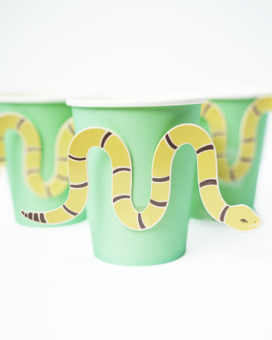 Western Cowboy Party Cups – Snake Sticker Western Cups (x 12)
