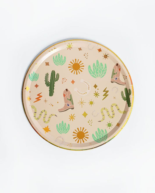 Western Cowboy Paper Plates – Boots, Cactus & Snake Catcher Design (12-Pack)