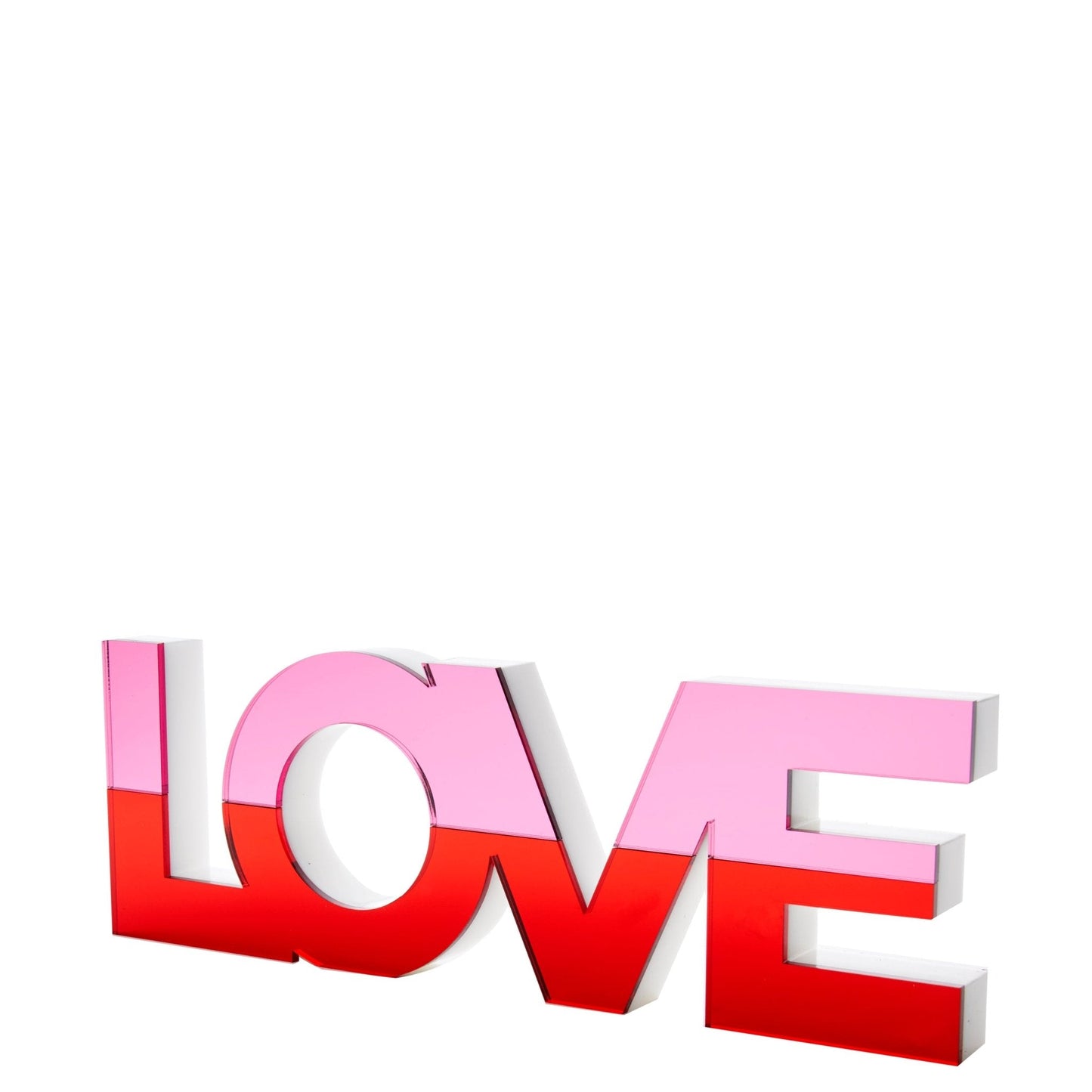 Mirrored Pink & Red Acrylic Love Stand Alone