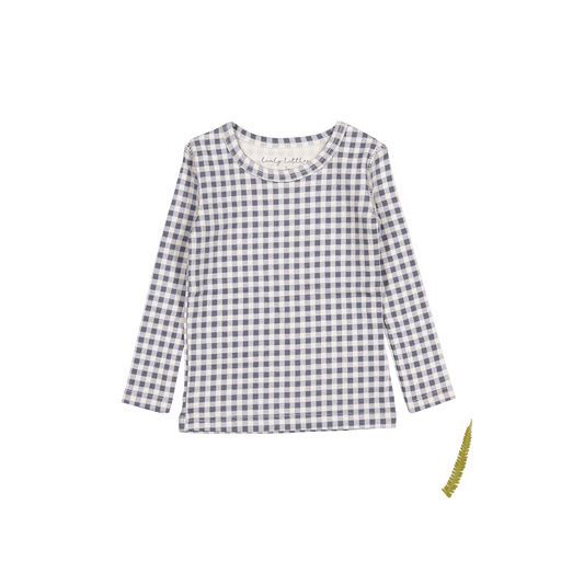 The Printed Long Sleeve Tee - Steel Gingham