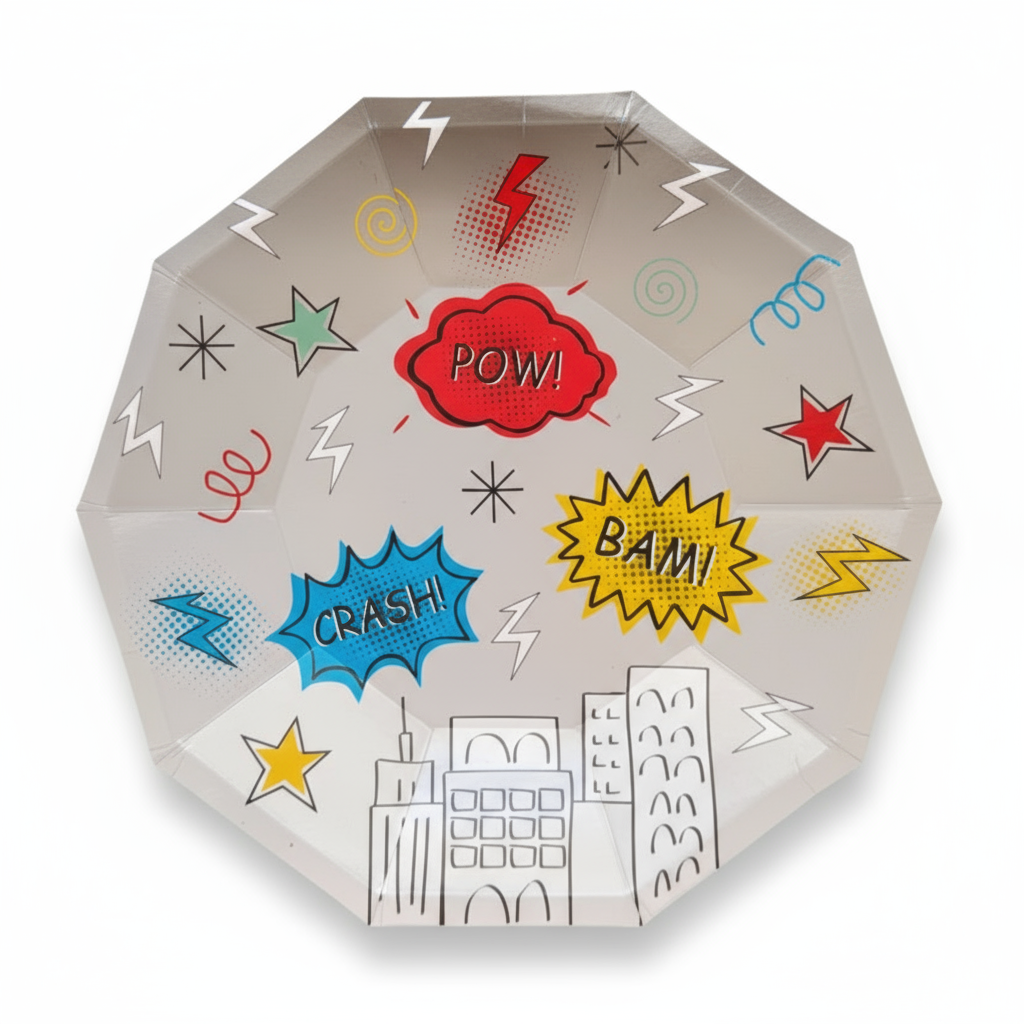 Superhero Small Plates 7" (Set of 8) – Boys Birthday Party Supplies