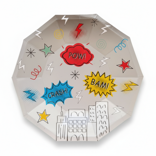 Superhero Small Plates 7" (Set of 8) – Boys Birthday Party Supplies