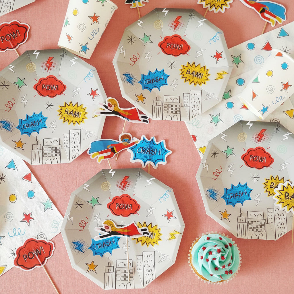Superhero Birthday Party Supplies Kit – Boys Party | Plates, Cups, Napkins | Party in a Box