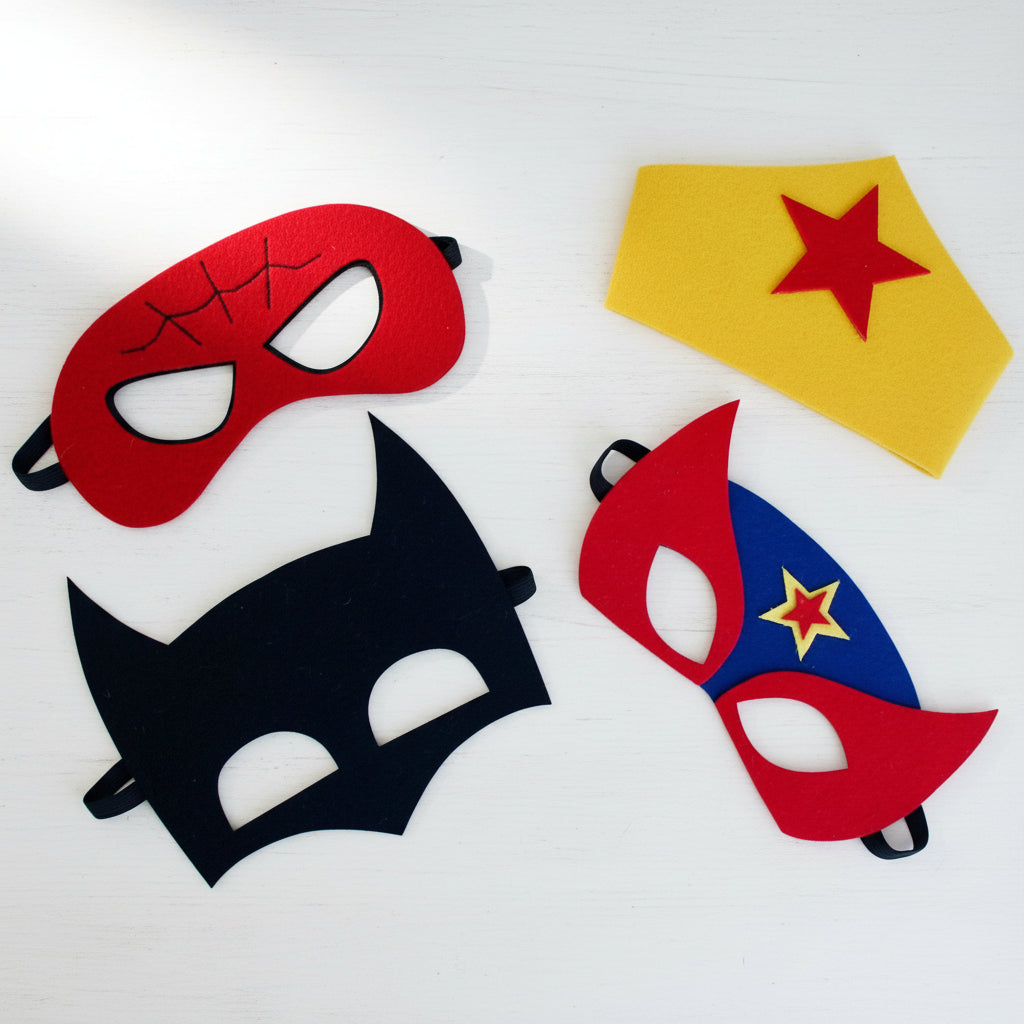 Superheroes felt masks (Set of 4)