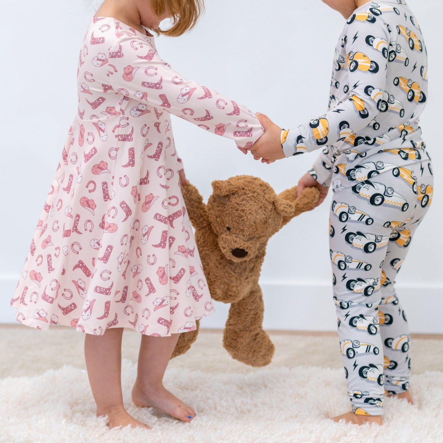 Pink Western Boots Cap Sleeve Swirl Dress