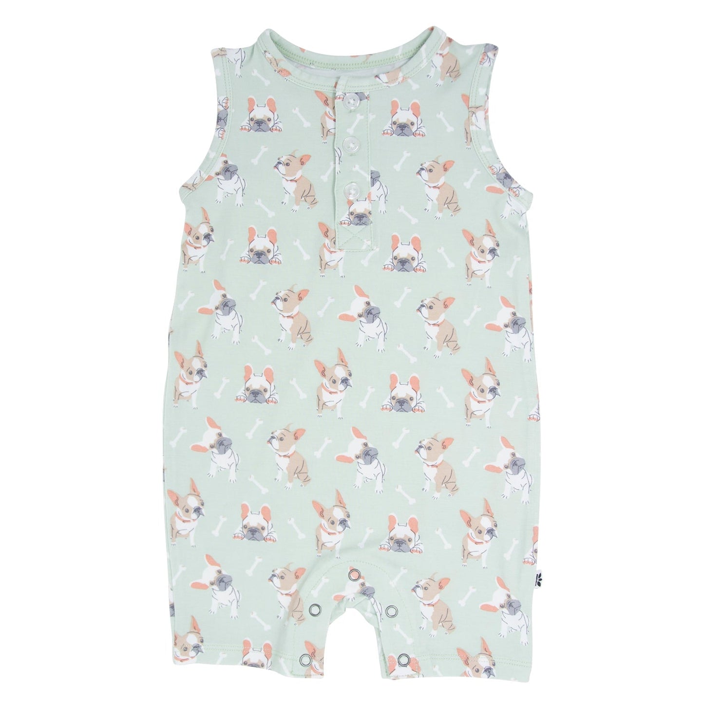 Mint Frenchie Puppy Tank Romper