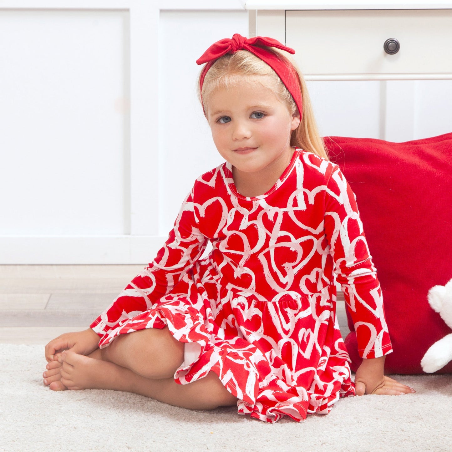 Girl Valentine's Happy Hearts Bamboo Dress