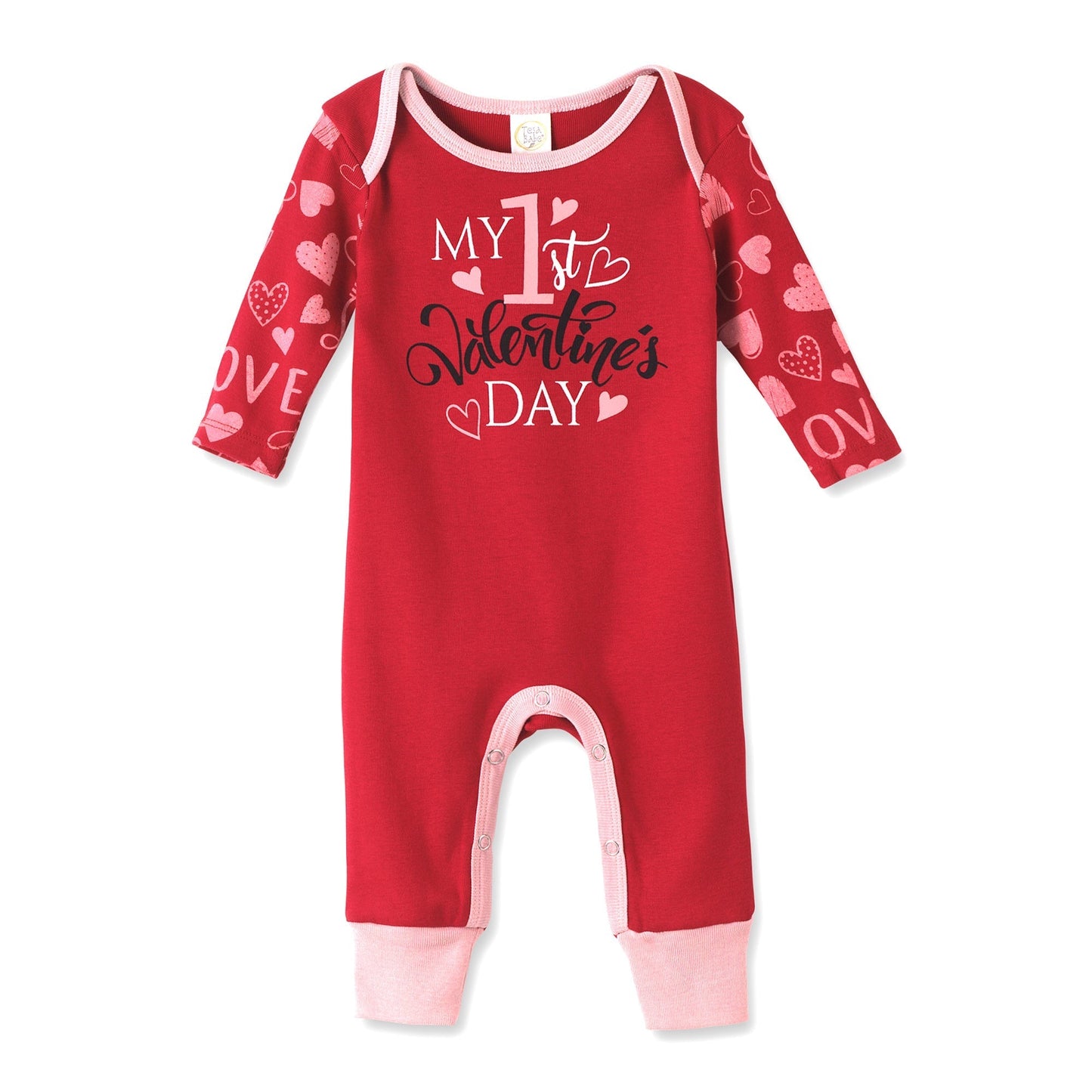 Baby Girl's "My 1st Valentine's Day" Cotton Romper