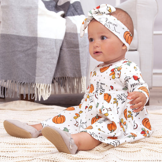 Baby Girl Thanksgiving Dress – Soft Cotton Fall Outfit