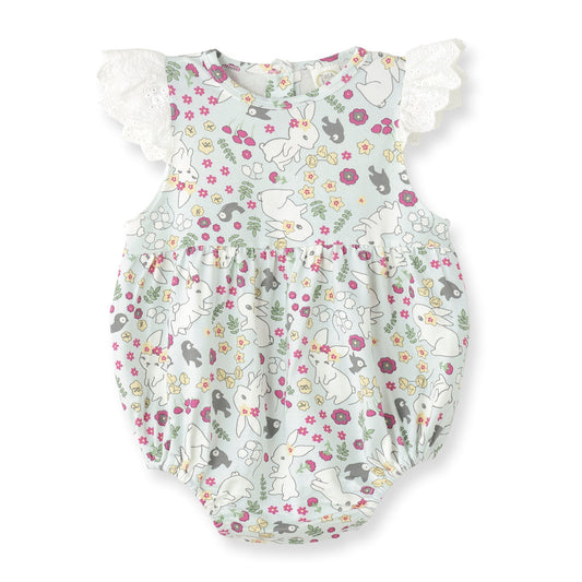 Bunny Garden Baby Romper – Flutter Sleeve One-Piece
