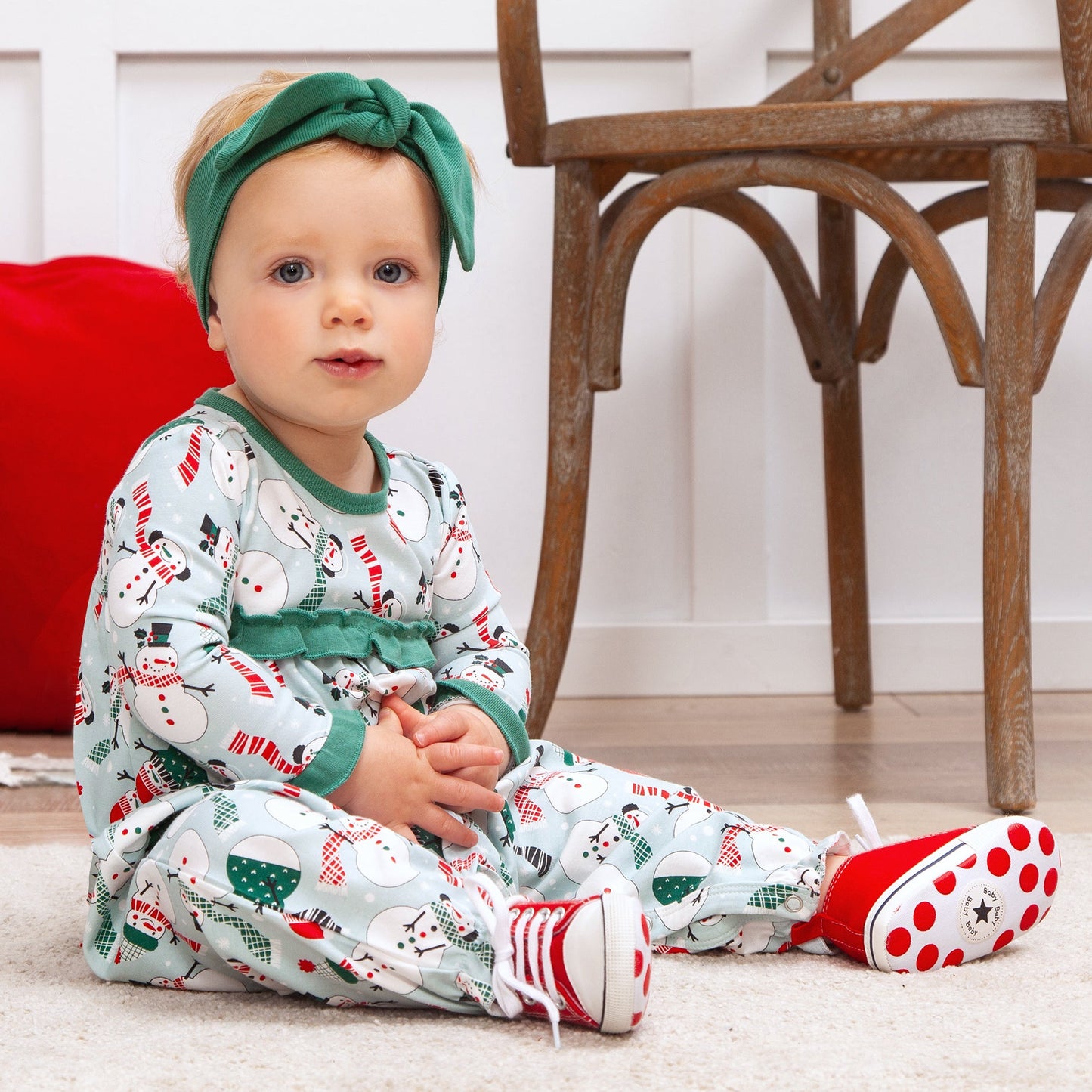 Christmas Snowmen Bamboo Baby Girl's Romper