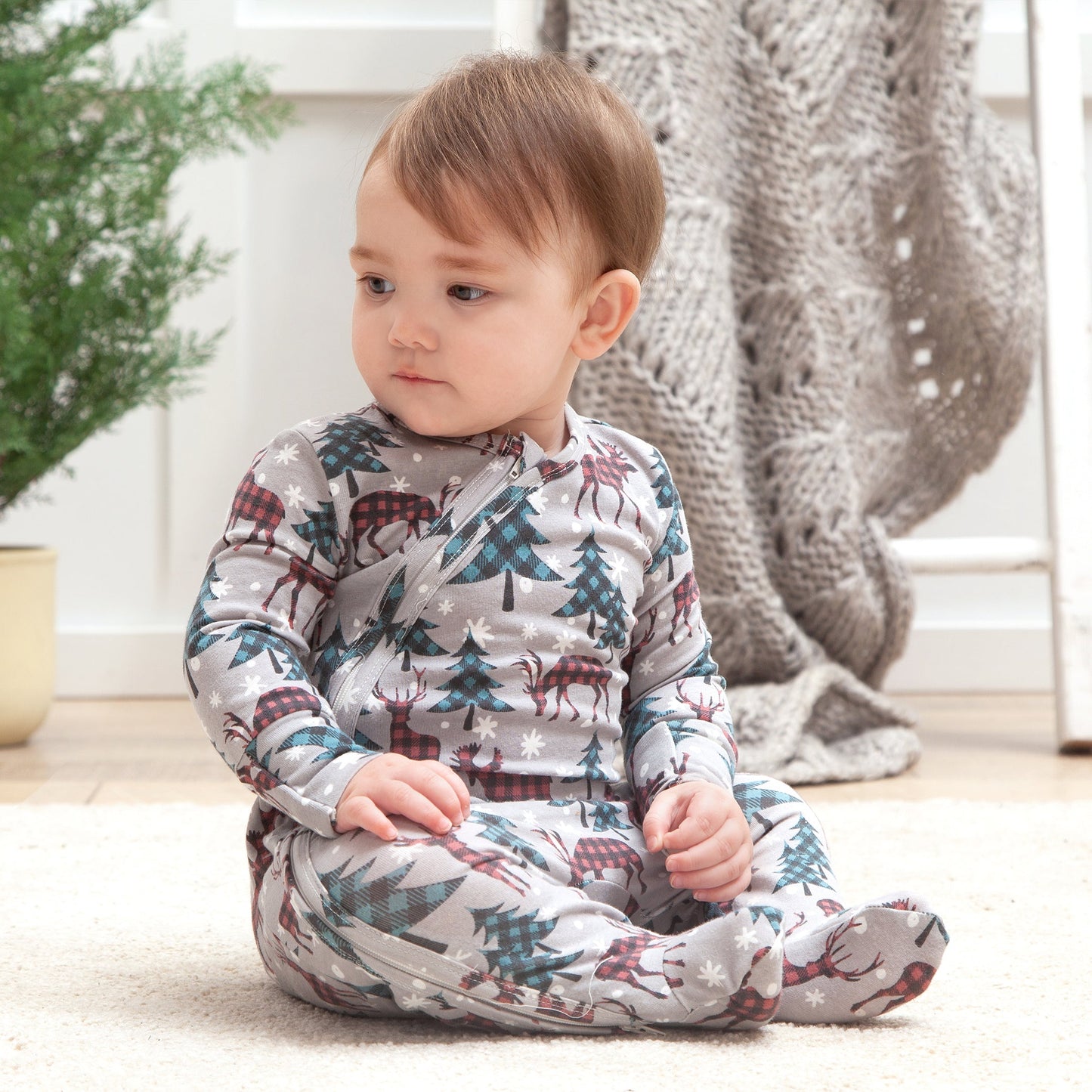 Nordic Pines Bamboo Baby Zipper Romper - Family Matching