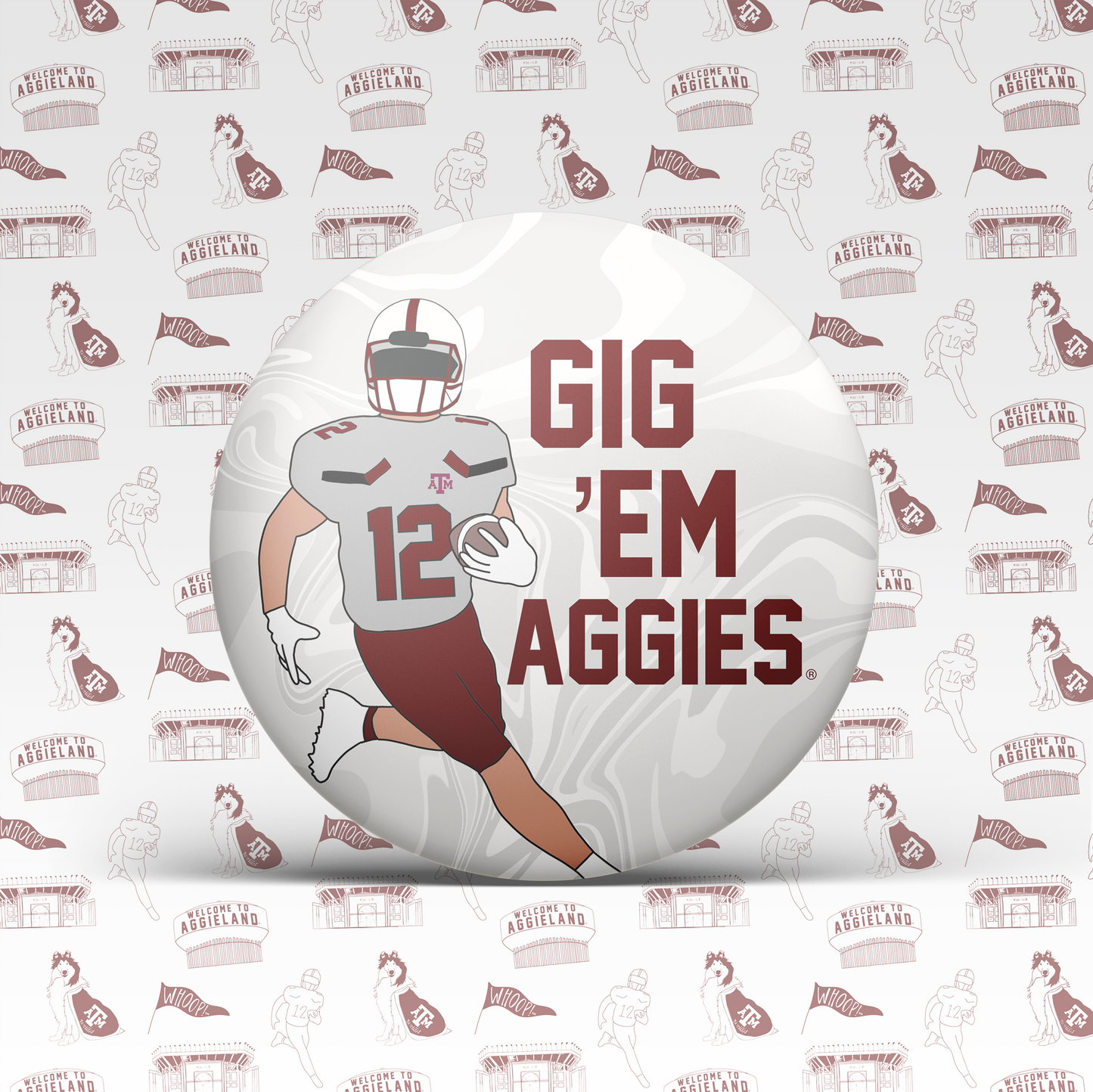 Gig 'Em Aggies Football Player Button