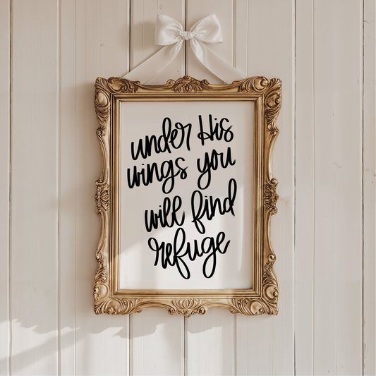 Psalm 91 Under His Wings Scripture Print