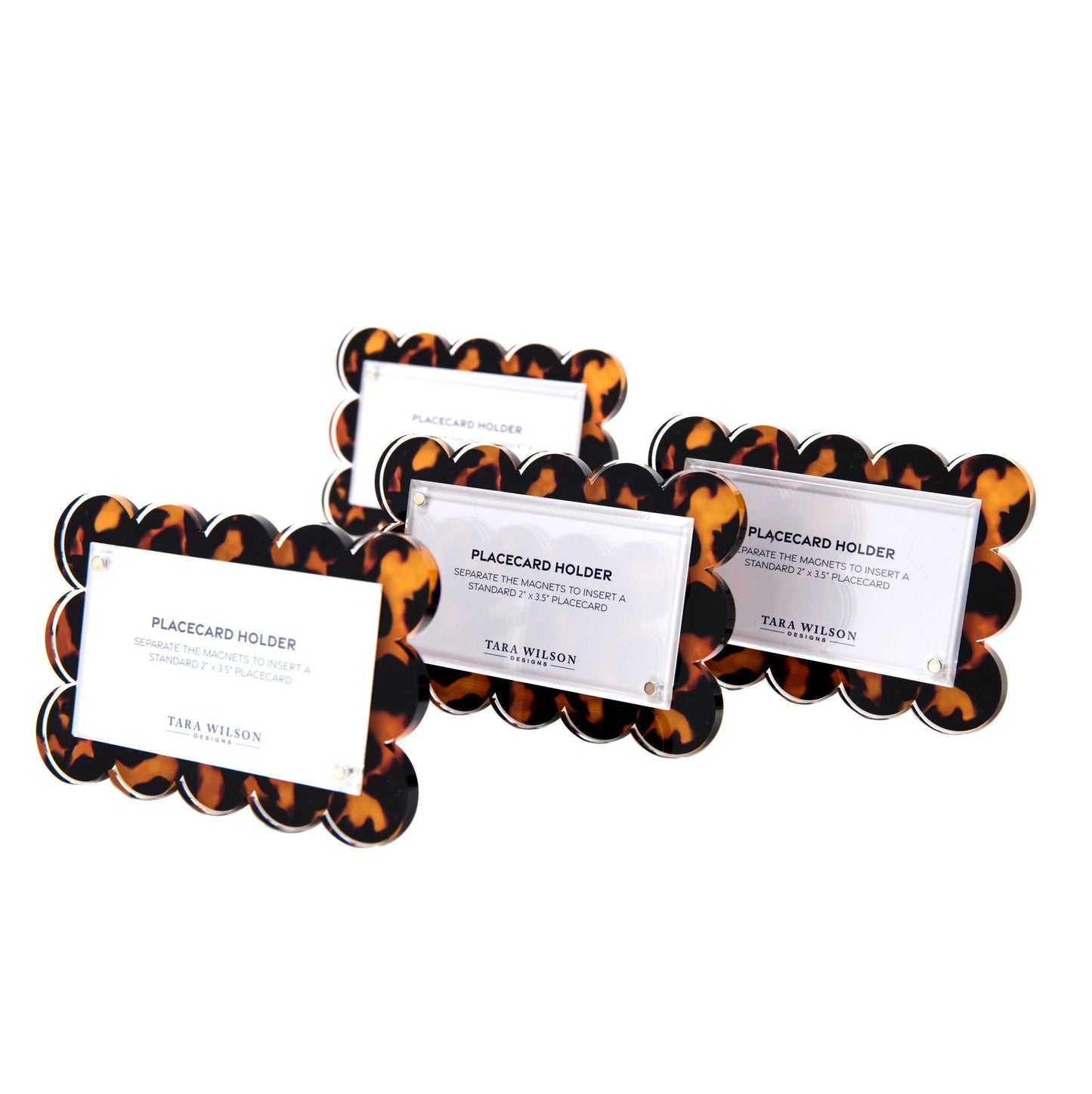 Tortoise Acrylic Scallop Place Card Holder (Set of 4)