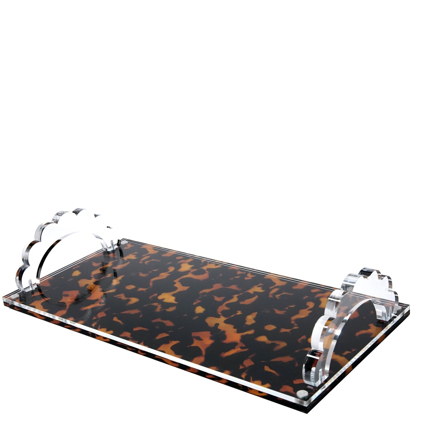 Tortoise Base Acrylic Scallop Handle Photo Tray