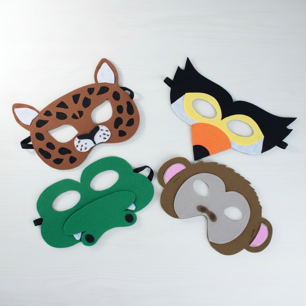 Tropical Animals Felt Masks (Set of 4)