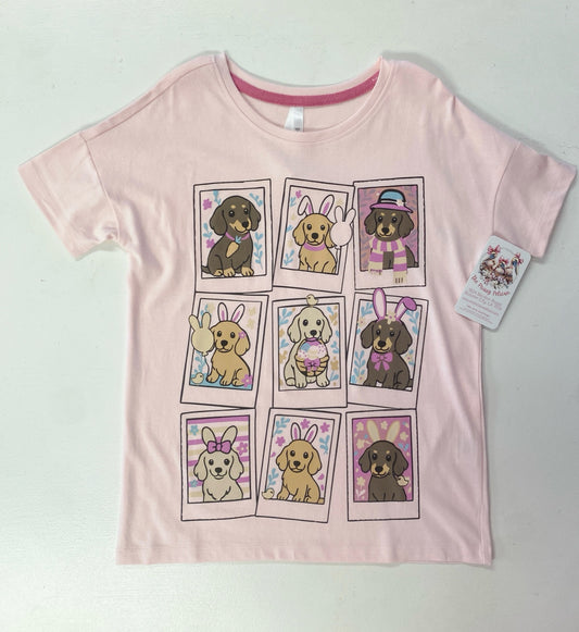 Easter Puppy Photo Grid Tee – Tween Girls