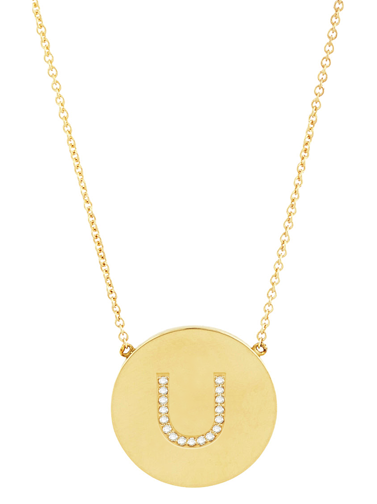 14K Gold Plated Sterling Silver CZ Round Initial Necklace