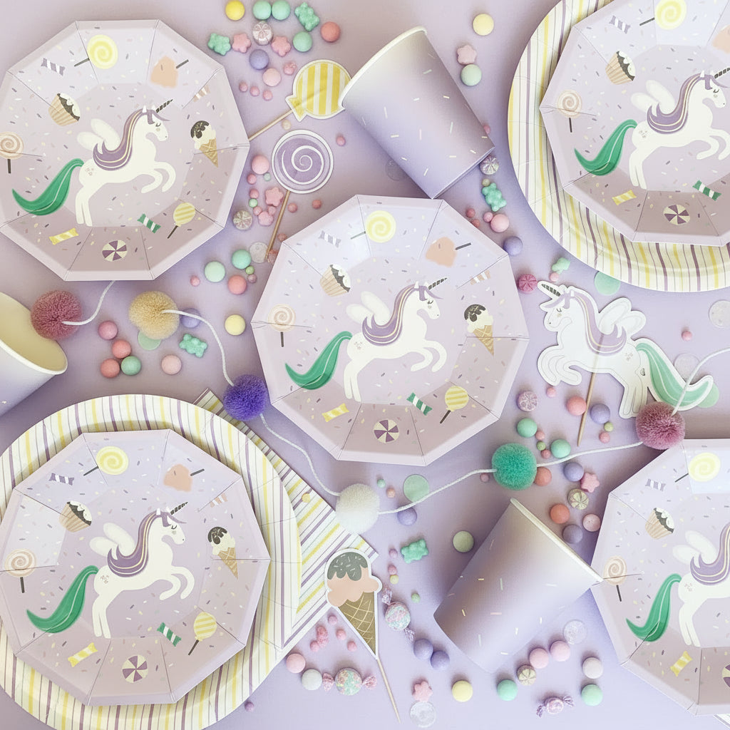 Unicorn Party Favor Bags (Set of 8) – Pastel Gift Bags for Girls Birthday, Baby Shower, Fairy, and Candyland-Themed Parties