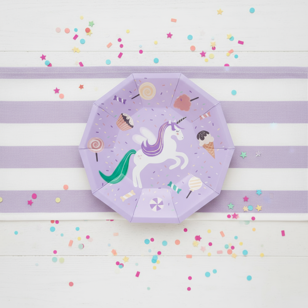 Sweet Unicorn Small Plates 7" (Set of 8) – Girls Unicorn Birthday Party Supplies