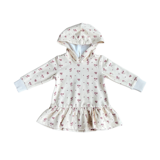 FLEECE PEPLUM TOP-MINI FLORAL IN CREAM