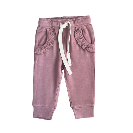 GIRL'S RUFFLE JOGGERS-BURLWOOD