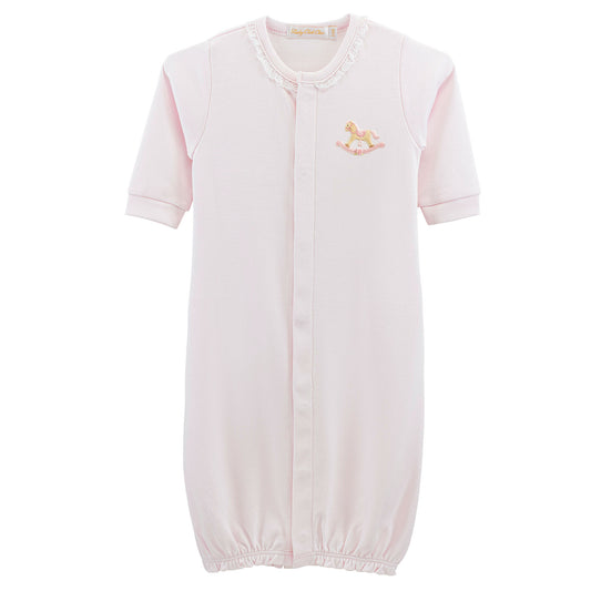 Cute Rocking Horse - Pink Convertible Gown with Lace Trim