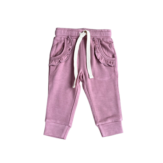 GIRL'S RUFFLE JOGGERS-MAUVE