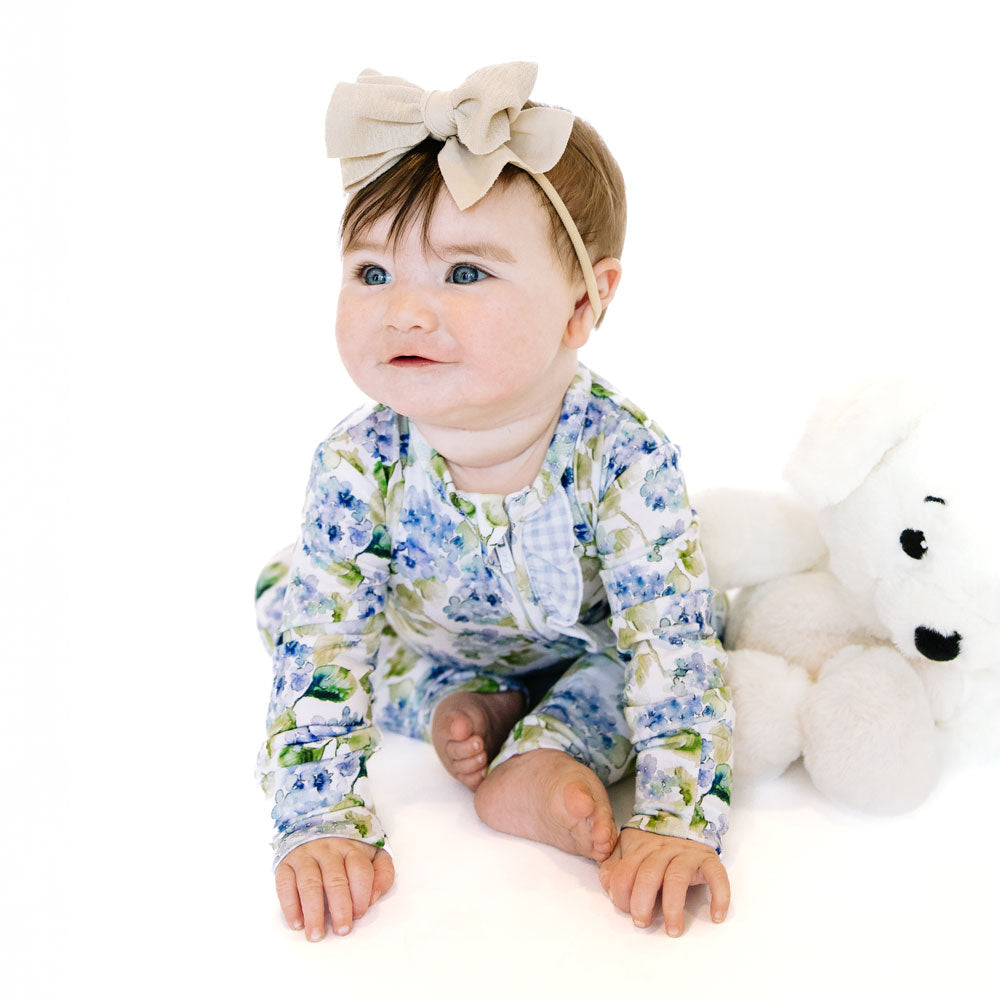 Charleston Hydrangea Bamboo Ruffle Convertible Footie