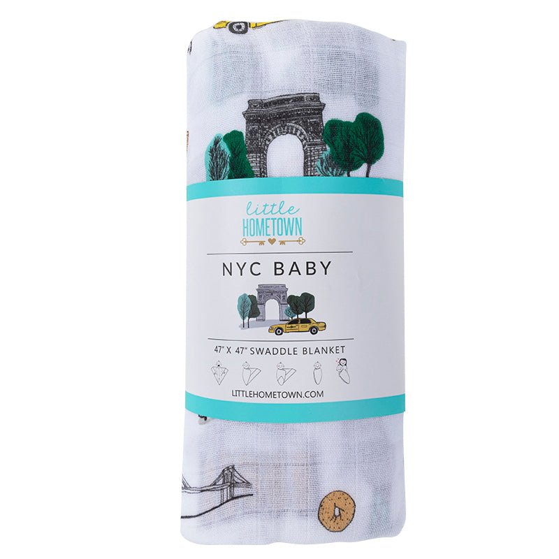 Washington Square Park NYC Newborn Gift Bundle: Swaddle, Bib & Onesie