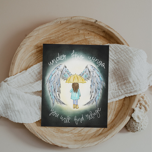 Psalm 91 Under His Wings - Scripture Art Print