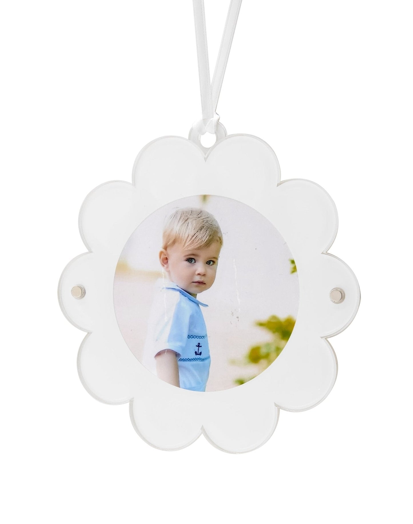 White Acrylic Double-Sided Daisy Ornament