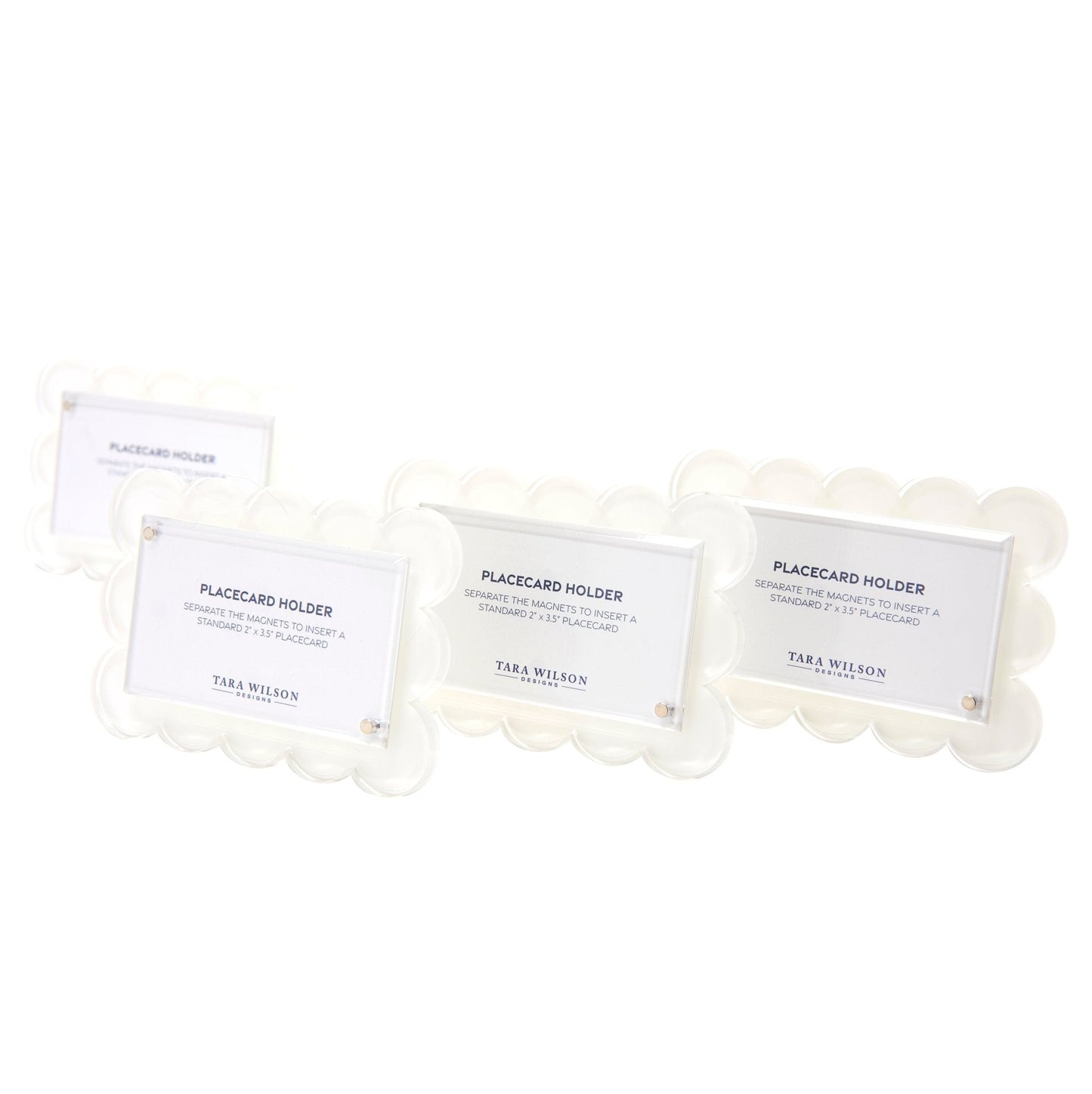 White Acrylic Scallop Place Card Holder (Set of 4)