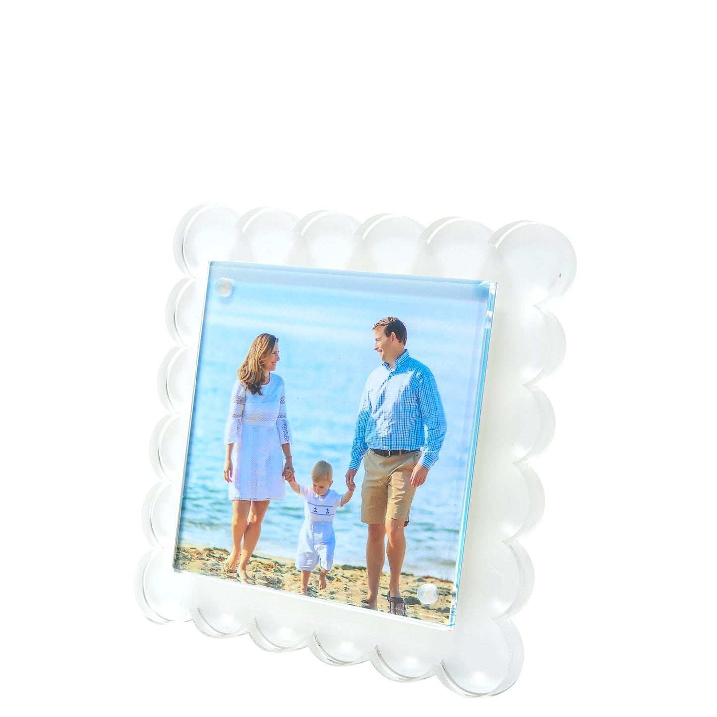 White Acrylic Square Scallop Frame
