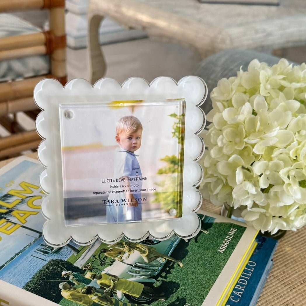 White Acrylic Square Scallop Frame
