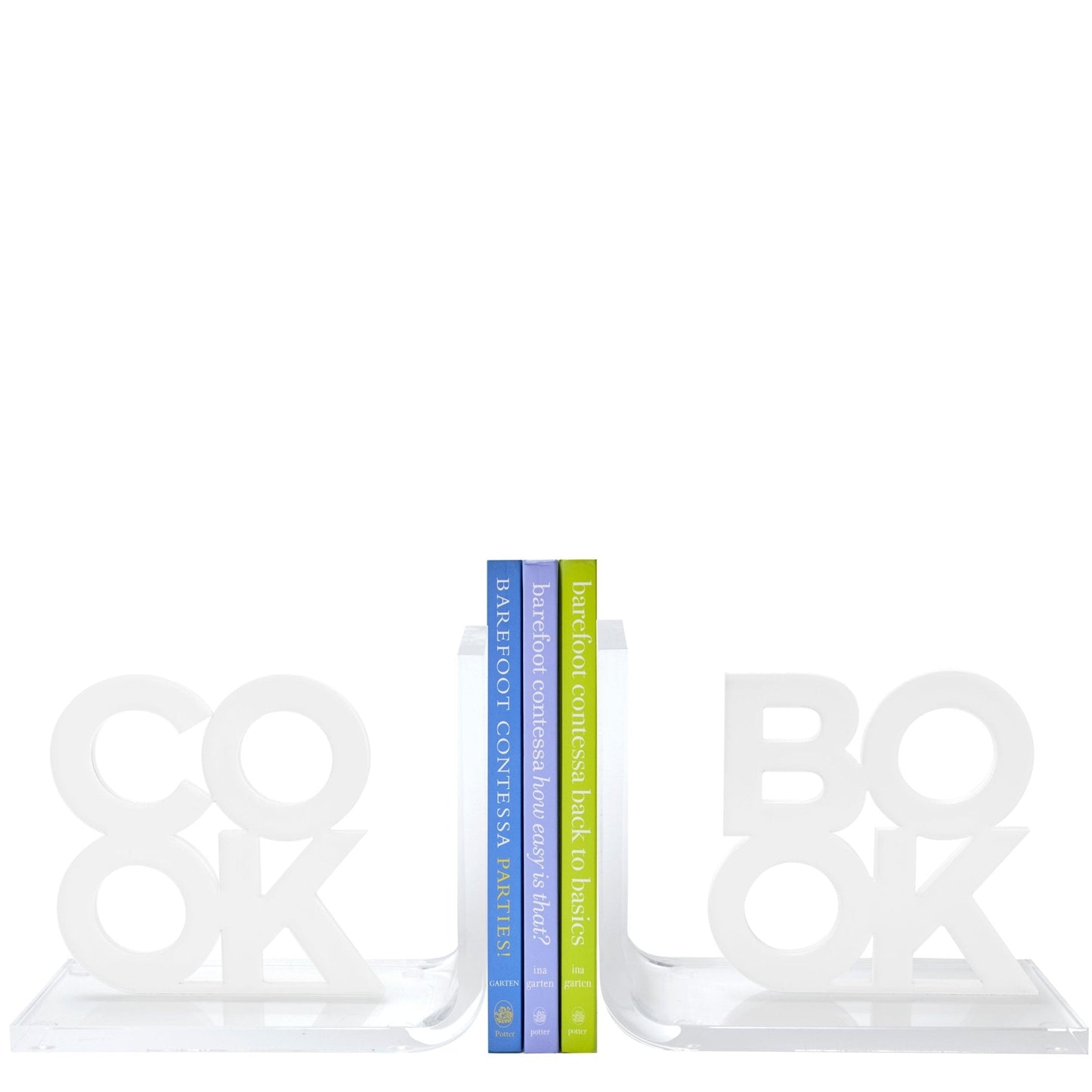 White Cook & Book Acrylic Bookends