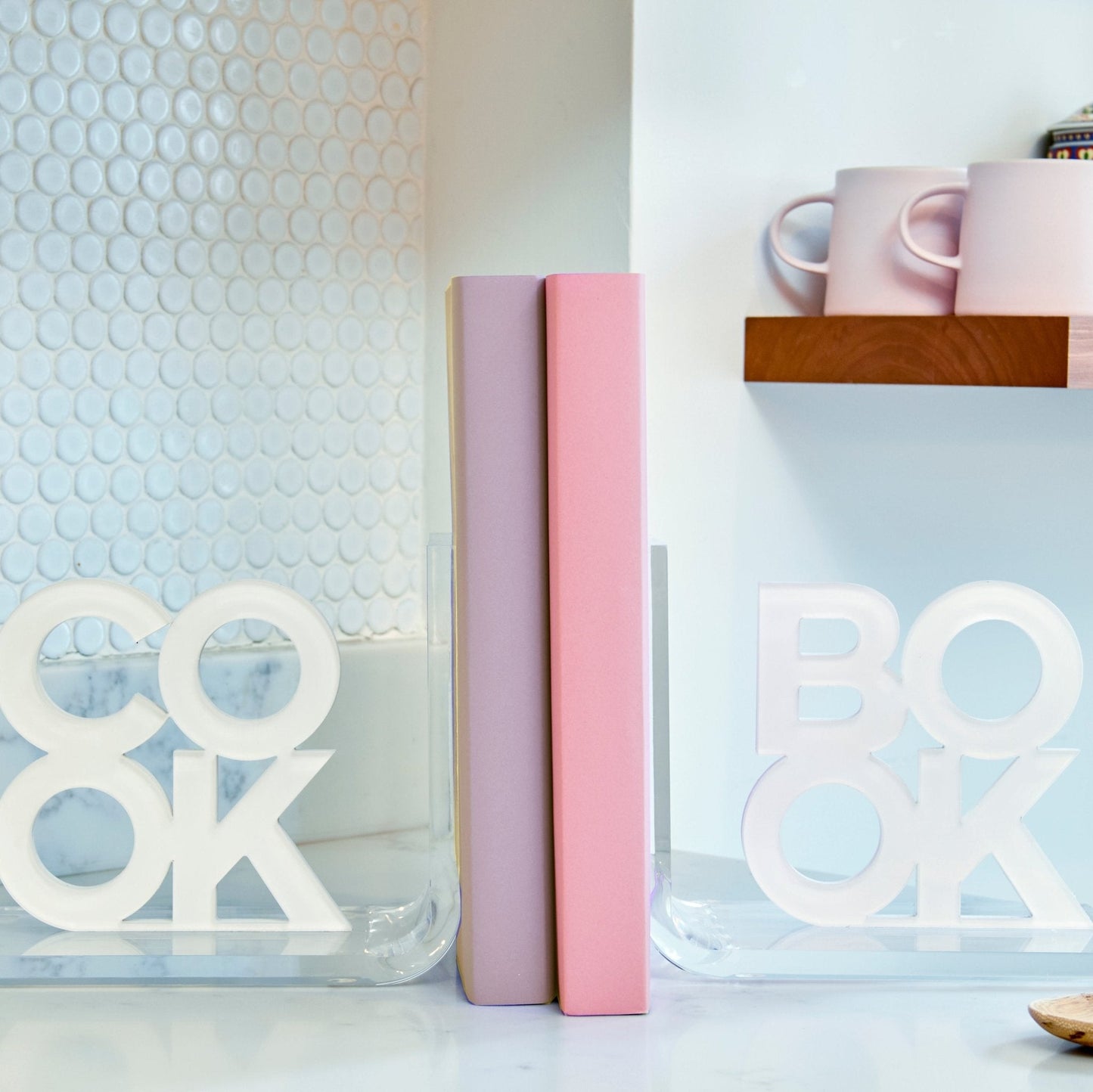 White Cook & Book Acrylic Bookends