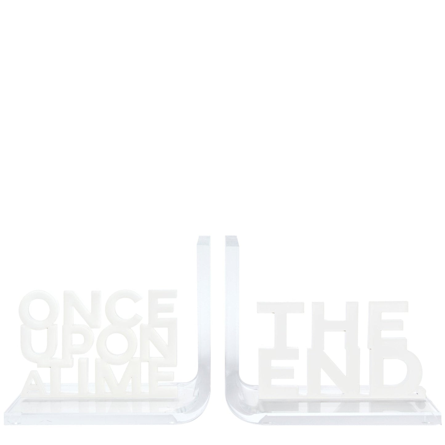 White Once Upon A Time & The End Acrylic Bookends