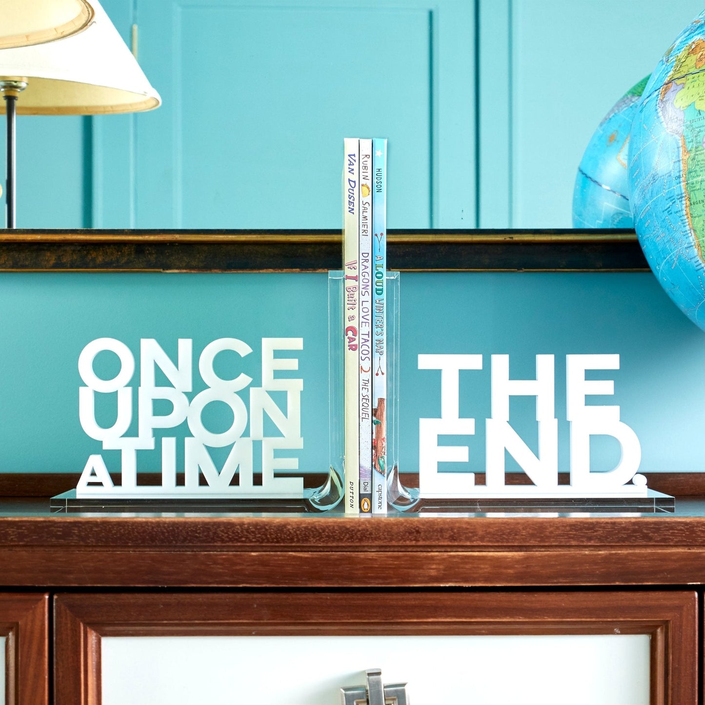 White Once Upon A Time & The End Acrylic Bookends